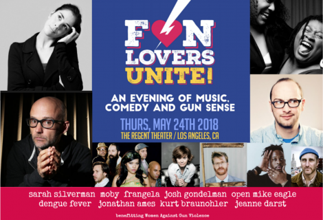 Moby Added to Fun Lovers Unite Gun Sense Event on May 24 at Regent Theater in DTLA Joining Sarah Silverman, Dengue Fever, Jonathan Ames and more